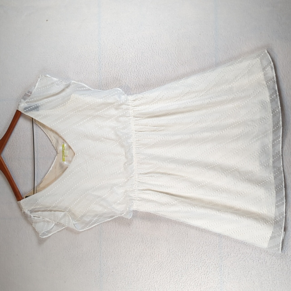 Gianni Bini Ivory Cinched Waist Satin Coastal Mini‎ Dress M